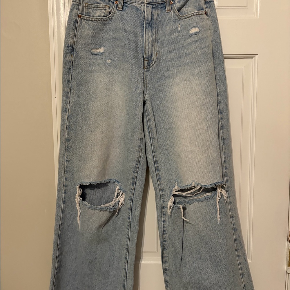 PacSun Distressed Light Wash Wide Leg Women's Jeans